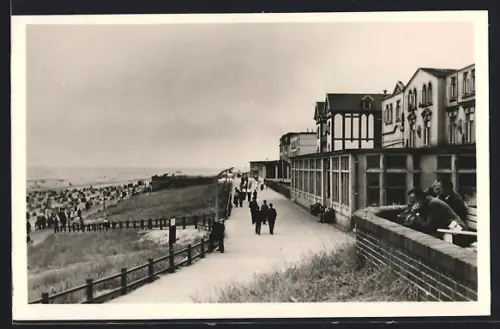 AK Wangerooge, Promenade mit Strand und Strandkörben