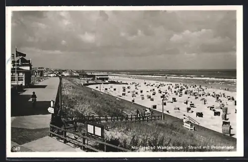Lithographie Wangerooge, Strand mit Promenade