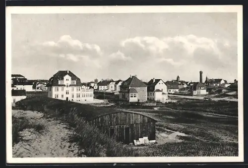 AK Wangerooge, Totalansicht der Ortschaft, Baracke