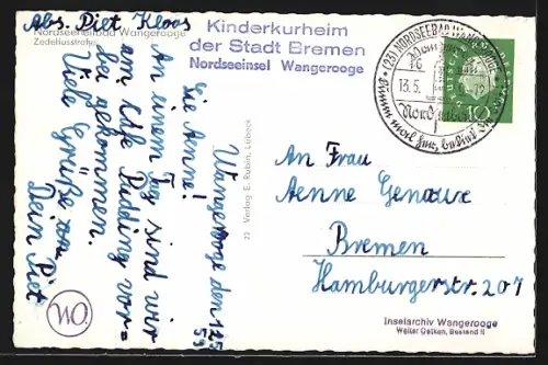 AK Wangerooge, Zedeliusstrasse aus der Vogelschau, Rundgebäude