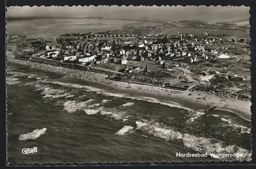 AK Wangerooge, Luftaufnahme Ort und Küstenlinie