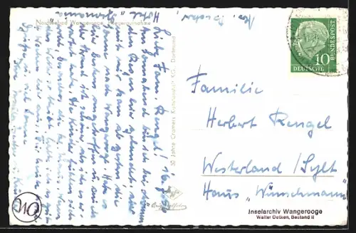 AK Wangerooge, Strand mit Ort vom Flugzeug aus