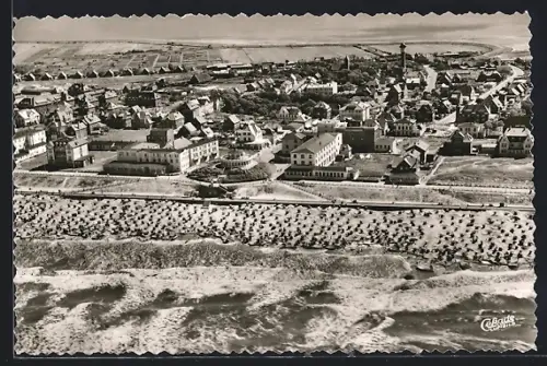 AK Wangerooge, Ort, Strand, Leuchtturm, Fliegeraufnahme