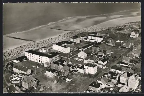 AK Wangerooge, Luftaufnahme Strand und Kurhaus