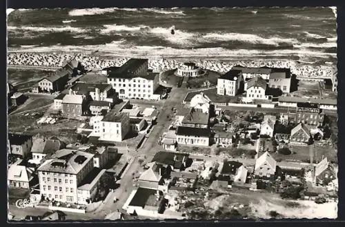 AK Wangerooge, Luftaufnahme Ortszentrum und Strand