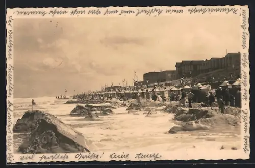 AK Wangerooge, Strand mit Badegästen und Strandkörben