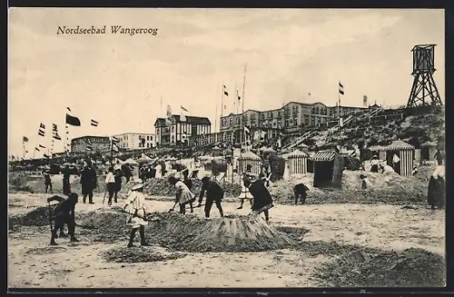 AK Wangeroog, Strand, Kinder beim Burgenbau