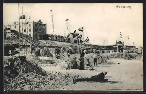 AK Wangeroog, Strandabschnitt mit Badegästen und Kurhaus
