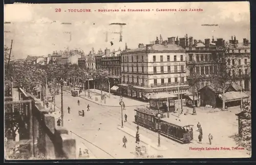AK Toulouse, Boulevard de Strasbourg, Carrefour Jean Jaurès, Strassenbahn