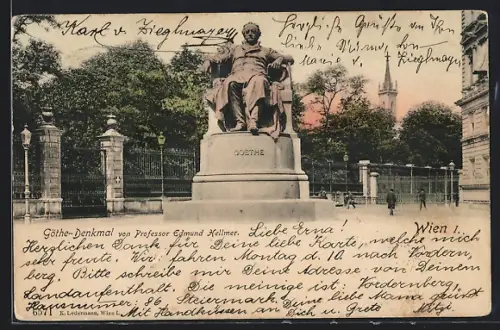 AK Wien, Goethe-Denkmal von Professor Edmund Hellmer