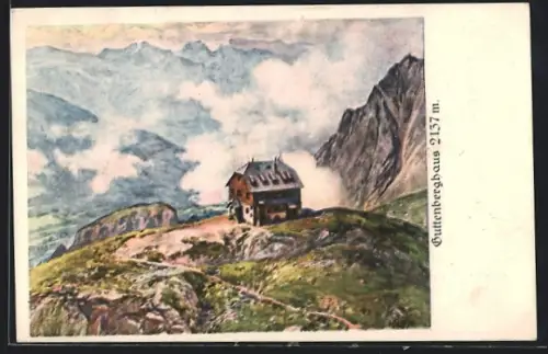 Künstler-AK Guttenberghaus, Berghütte am Feisterkar Dachstein