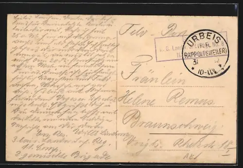 AK Urbeis, Unterdorf aus der Vogelschau