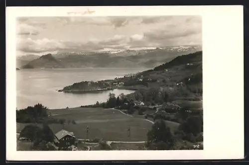 AK Hardangerfjord, Ortspartie aus der Vogelschau