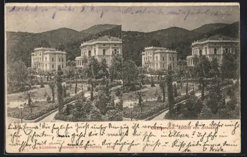 Stereo-AK Abbazia, Villen mit Garten