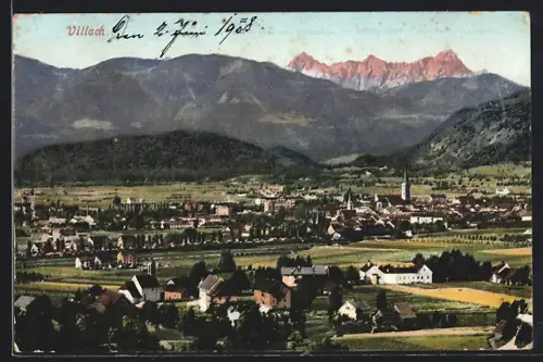 AK Villach, Teilansicht aus der Vogelschau