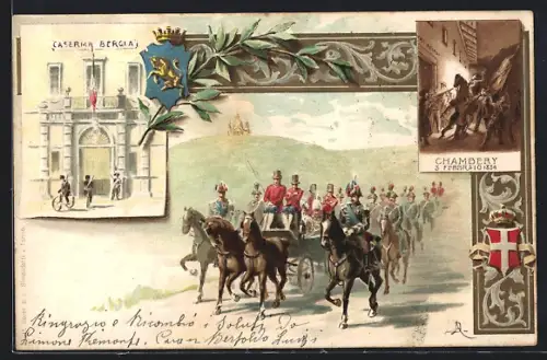 AK Torino, Caserma Bergia, italienisches Pferdegespann, Chambery 1834