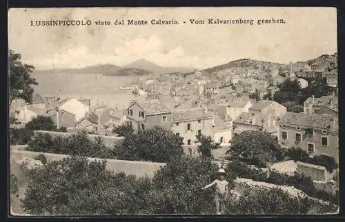 AK Lussinpiccolo, Ortsansicht vom Kalvarienberg aus