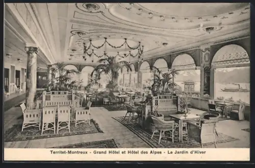 AK Territet - Montreux, Grand Hotel et Hotel des Alpes, Le jardin d`Hiver