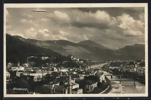 AK Salzburg, Zeppelin über der Stadt