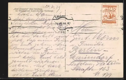 AK Salzburg, Zeppelin über der Stadt