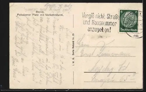 AK Berlin-Tiergarten, Potsdamer Platz mit Verkehrsturm und Strassenbahn