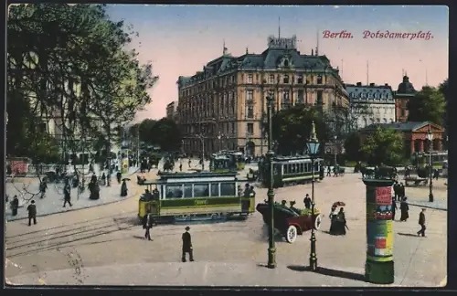 AK Berlin-Tiergarten, Palasthotel auf dem Potsdamer Platz, Strassenbahnen