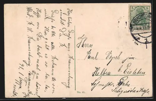 AK Braunschweig, Kaiser-Wilhelmbrücke und -Strasse, Strassenbahn