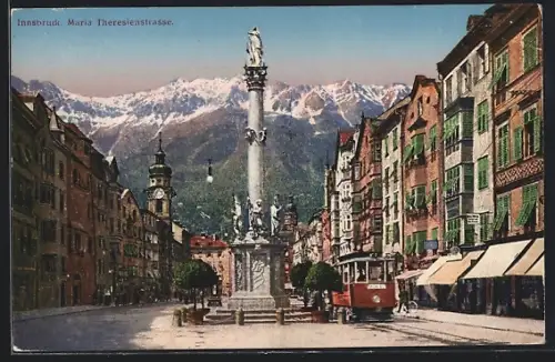 AK Innsbruck, Maria Theresienstrasse mit Strassenbahn