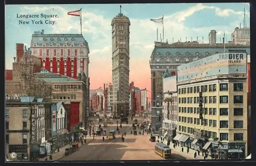 AK New York City, Longacre square, Strassenbahn