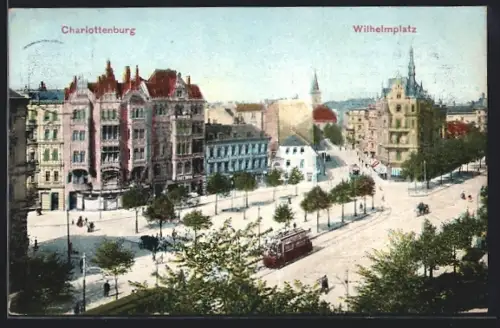 AK Berlin-Charlottenburg, Wilhelmplatz mit Strassenbahn
