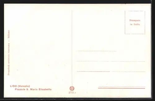 Künstler-AK Lido di Venezia, Piazzale S. Maria Elisabetta, Hafen mit Strassenbahn
