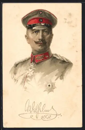 AK Kaiser Wilhelm II., Portrait als Feldherr