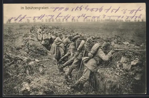 AK Soldaten in Uniformen im Schützengraben