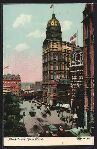 AK New York, NY, Park Row, Strassenbahn