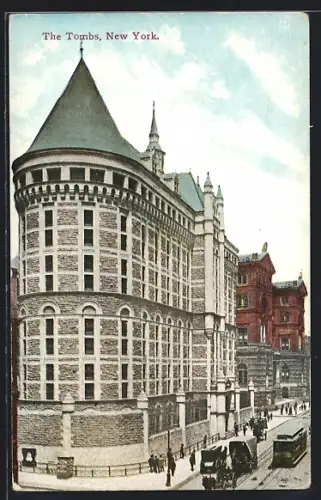 AK New York, The Tombs, Strassenbahn