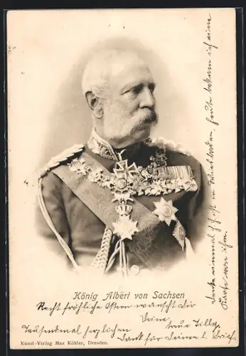 AK König Albert von Sachsen in Uniform mit Orden