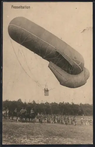 AK Militärischer Fesselballon beim Start
