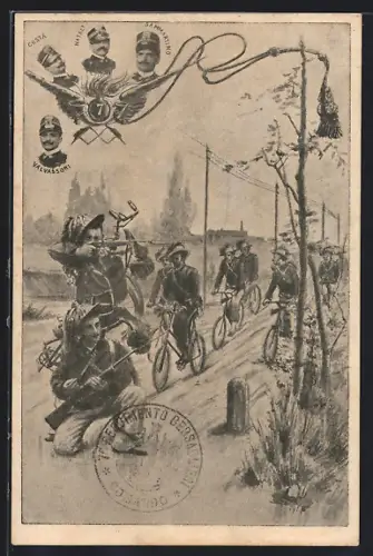 AK 6. italienisches Infanterie-Regiment mit Fahrrädern im Einsatz