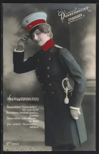 AK Donnerwetter tadellos, Frau in Uniform