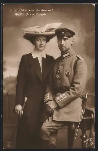 AK Prinz Oskar von Preussen mit seiner Gemahlin Gräfin Ina v. Ruppin