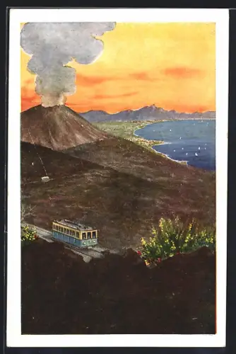 AK Vesuvianische Eisen- und Drahtseilbahn