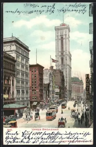 AK New York, NY, Upper Broadway, Strassenbahnen