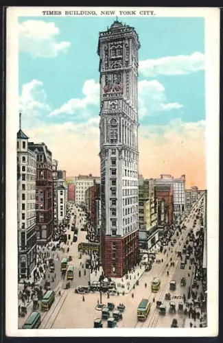 AK New York, Times Building mit Strassenbahn