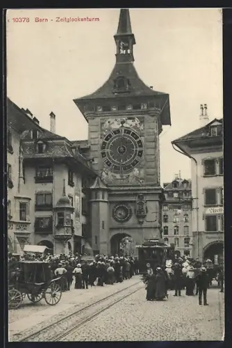 AK Bern, Strassenbahn vor dem Zeitglockenturm