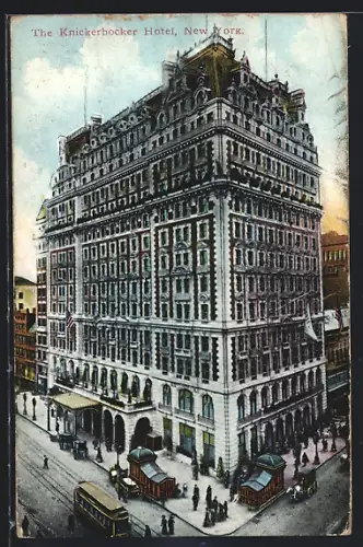 AK New York, The Knickerbocker Hotel, Strassenbahn