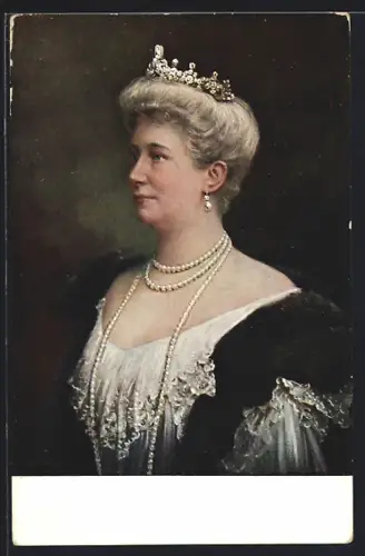 AK Kaiserin Auguste Victoria Königin von Preussen mit Krone und Perlenkette