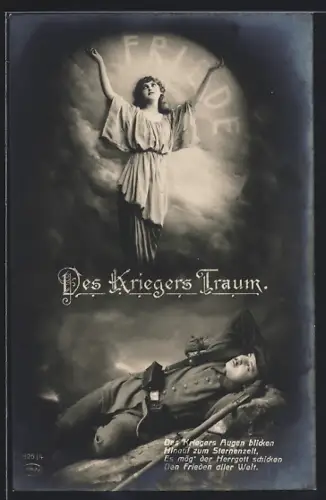 AK Soldat liegt und träumt vom Frieden, Des Kriegers Traum