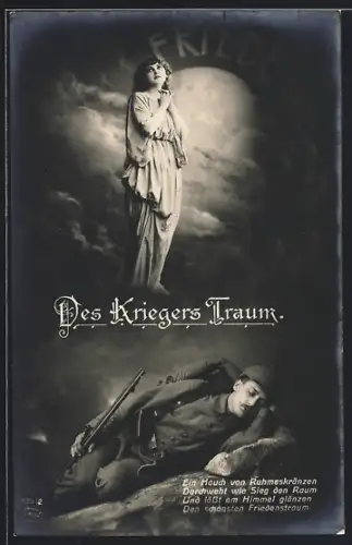 AK Schlafender Soldat in Uniform träumt vom Frieden