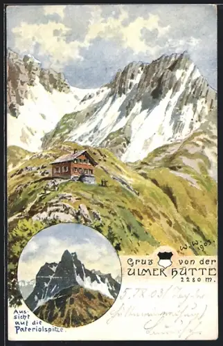 AK Ulmer Hütte, Berghütte mit Aussicht auf die Pateriolspitze