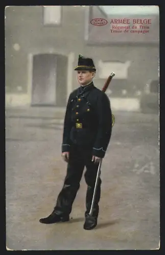 AK Armée Belge, Régiment du Train, Tenue de campagne, belgischer Soldat mit Säbel